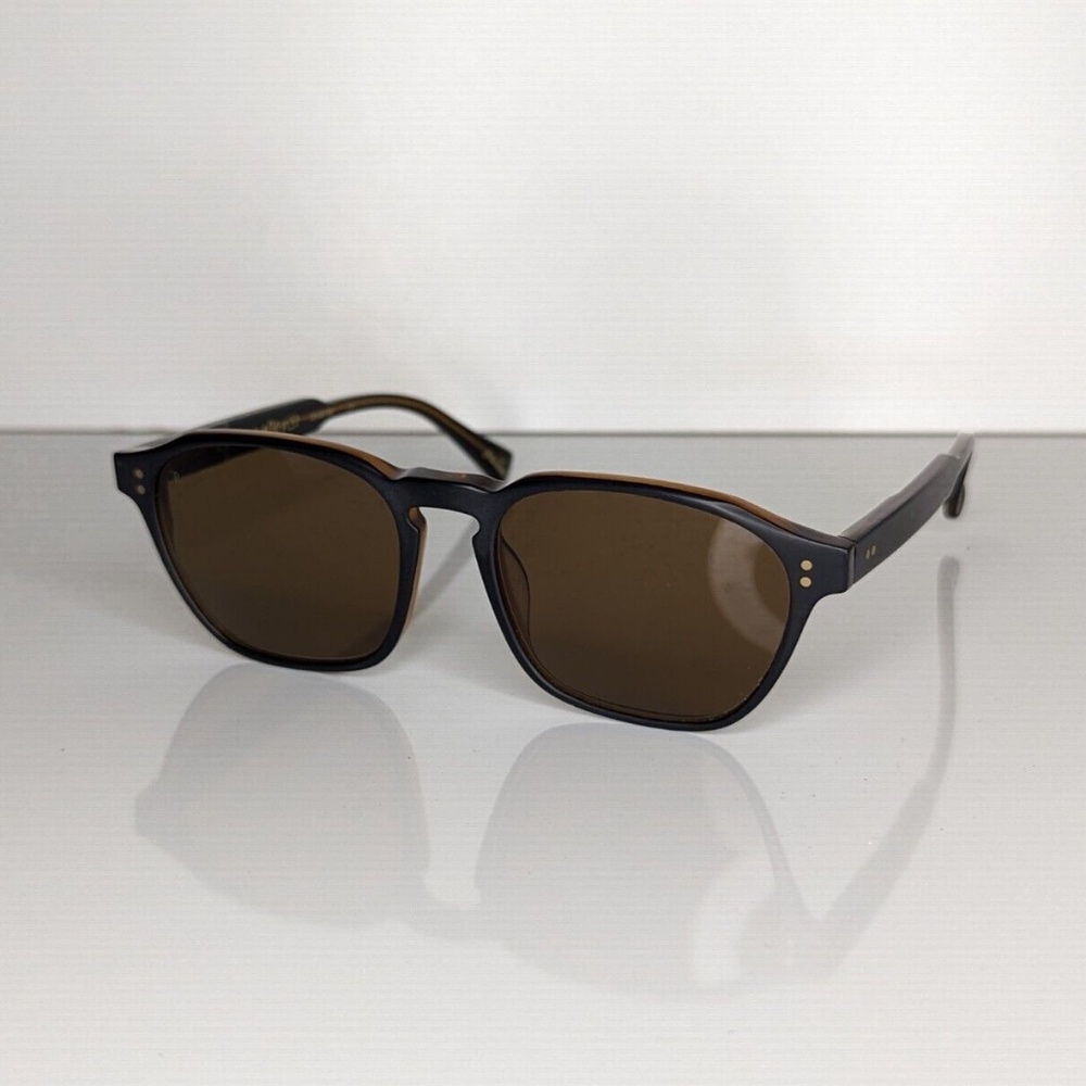 Raen Aren 53 Aviator Square Unisex Black & Tan Handmade Tinted Brown 53[]18 145